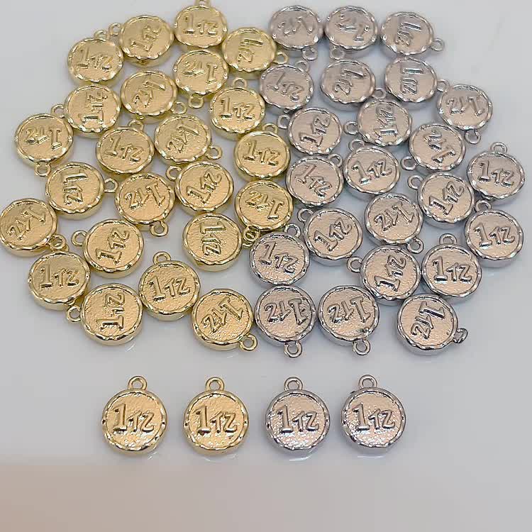 5pc Copper Inlaid Synthetic Zirconia Coin-Shaped Pendant Set